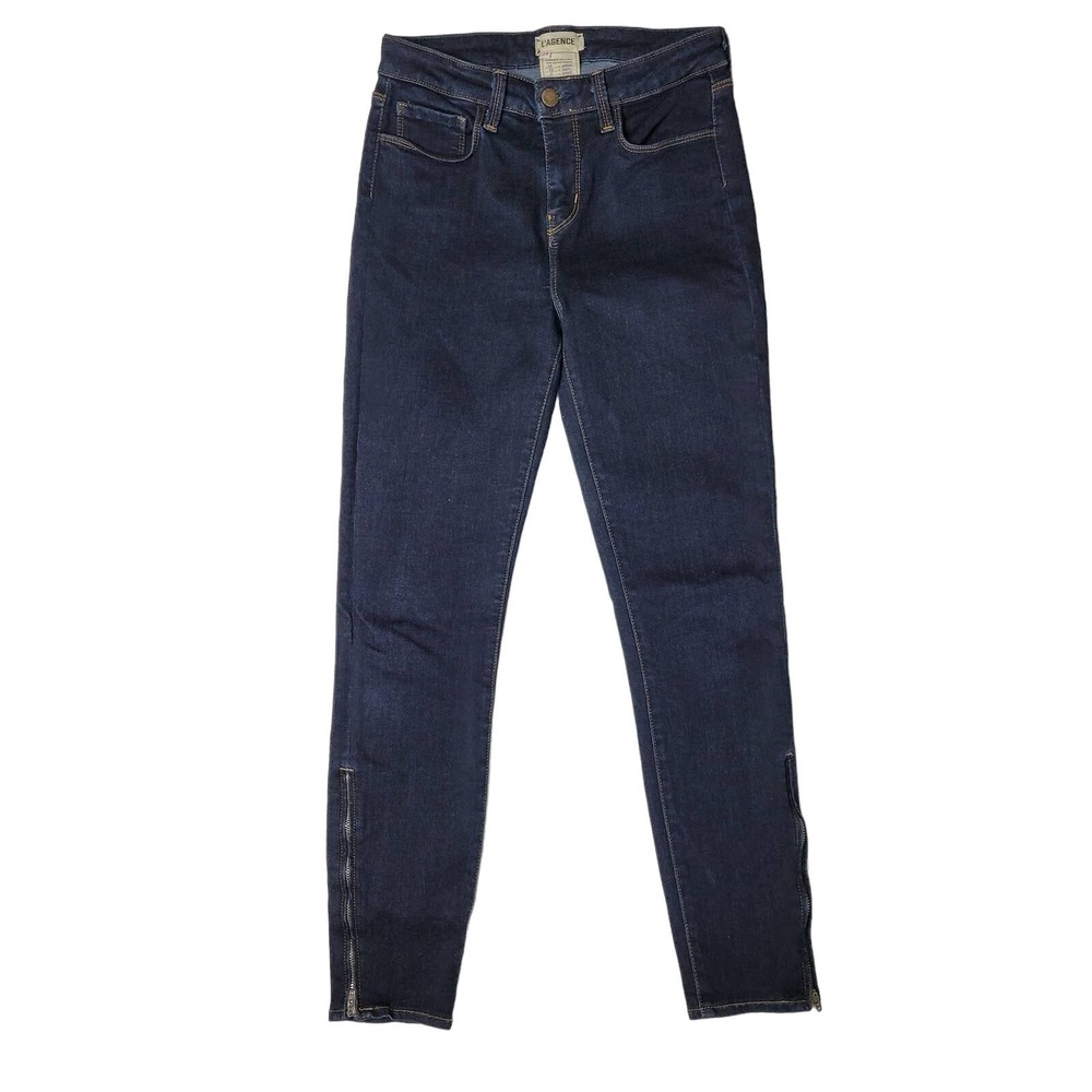 L'agence Women's Stretch Slim Skinny Jeans Ankle Zip Pockets Blue Dark Size 25